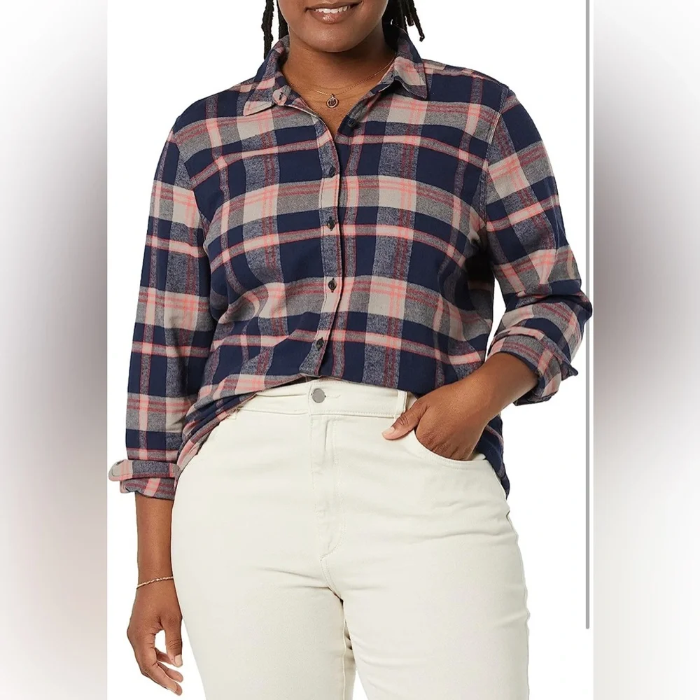 Goodthreads Women's Brushed Flannel Drop-Shoulder Long-Sleeve Shirt - Picture 3 of 5